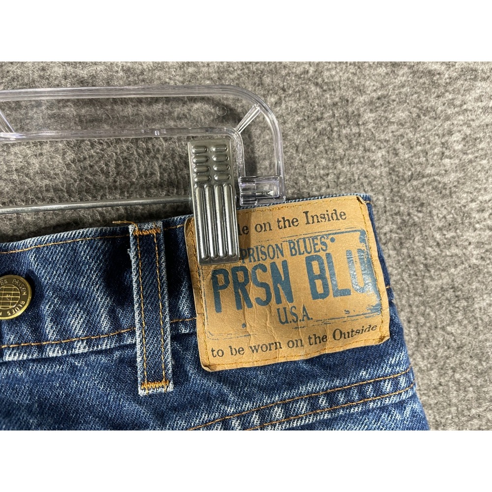 Vintage Prison Blues Double Knee Jeans 32x32 Made In USA Logger Distressed - Picture 14 of 16
